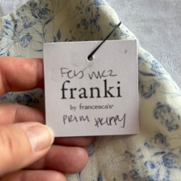 Francesca's Blue and Ivory Mini Pencil Skirt with Zipper NWT - Picture 3 of 9